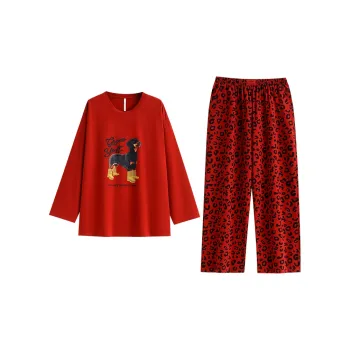 Yue Nei Pajama Set Women's Vintage Red
