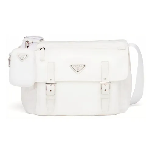 PRADA Re-Edition Recycled Nylon Patchwork 2-in-1 Messenger Bag Shoulder Bag Crossbody Bag Medium Size Unisex White