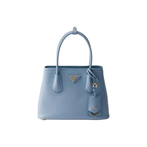 PRADA Double Leather Tote Bag Shopping Bag Shoulder Bag Crossbody Bag Handbag Small Size Women's Xingji Blue