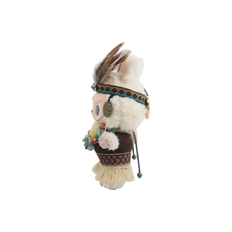 [Modified Doll] POP MART Labubu THE MONSTERS Heartbeat Macaron Collection Tribe Chief, Cute Hang Tag Box 17cm-1