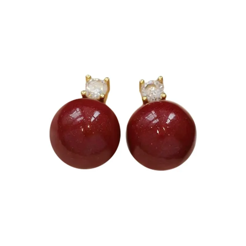 Princess Cui Cinnabar Stud Earrings Women's-6