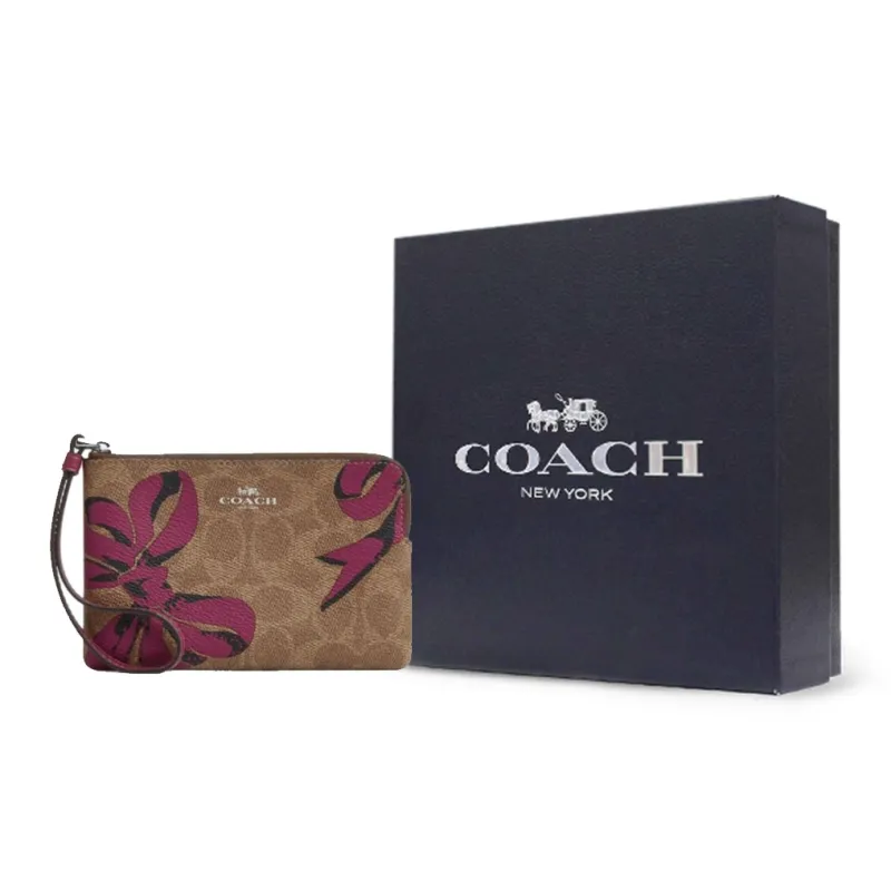COACH Coated Canvas Clutch Mini Women's Tan & Multicolor-7