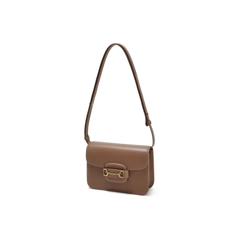 BELLE Cow Leather Small Square Bag, Crossbody Bag Women's White/Coffee-5
