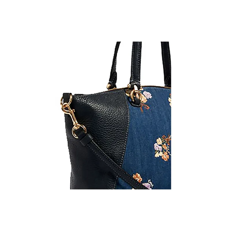 COACH Prairie Leather Crossbody Bag, Shoulder Bag, Handbag Medium Size Women's Denim Blue & Black-4