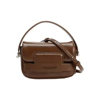 URBAN REVIVO Artificial Leather Crossbody Handbag Medium Size Women's Coffee Brown/Black