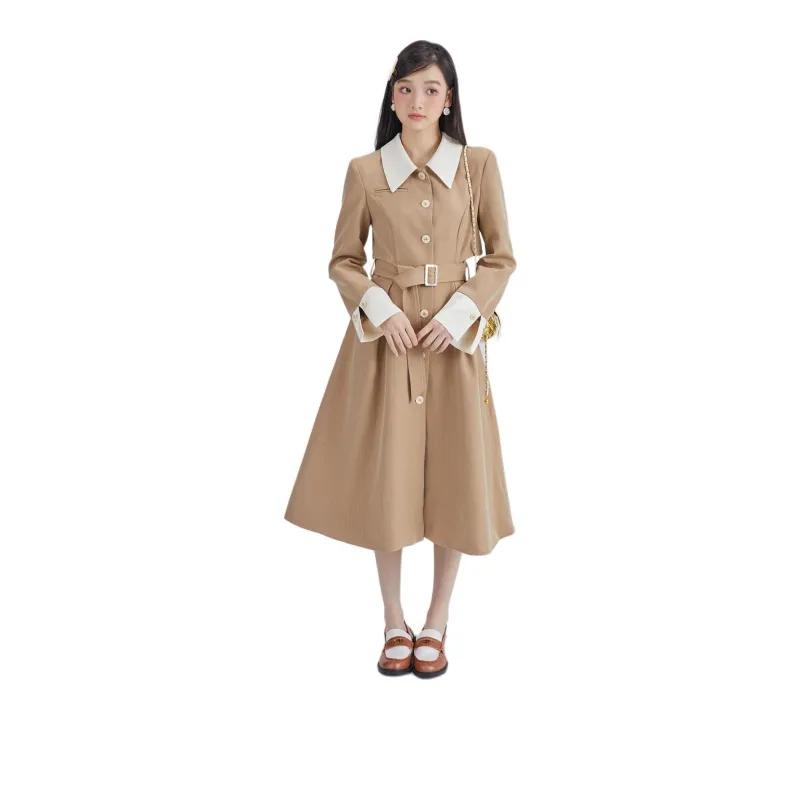 DEAR DEER PUFF Trench Coat Women's Coffee-1