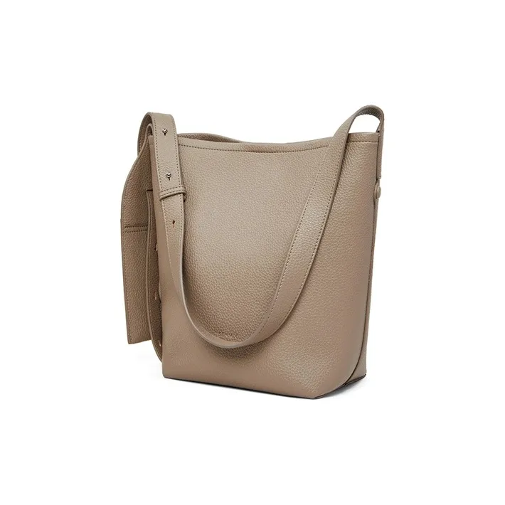 Teenmix Cow Leather Bucket Bag, Shoulder Bag Regular Women's Black/Elephant Gray/Angora Red-11
