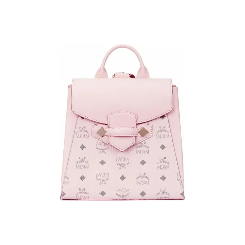 MCM Coated Canvas With Leather Backpack, Shoulder Bag, Crossbody Bag Small Size Women's Pink-0
