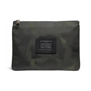 COACH Pouch Nylon Handheld Zip Closure Envelope Bag Men's Camouflage Jasper