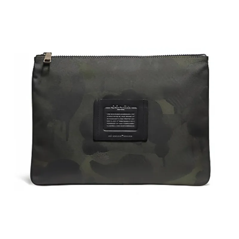 COACH Pouch Nylon Handheld Zip Closure Envelope Bag Men's Camouflage Jasper-0