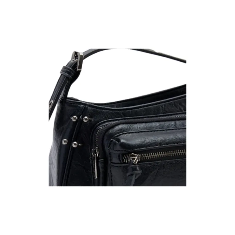 URBAN REVIVO Artificial Leather Crossbody Bag Medium Size Women's Black-3