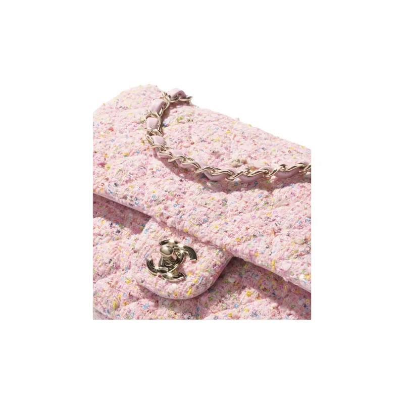 CHANEL Twill Soft Woolen Shoulder Bag Women's Pink-3