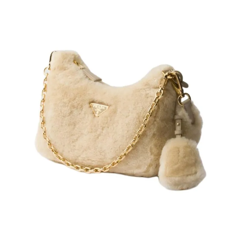 PRADA Leather Shoulder Bag Mini Women's Light Brown-1
