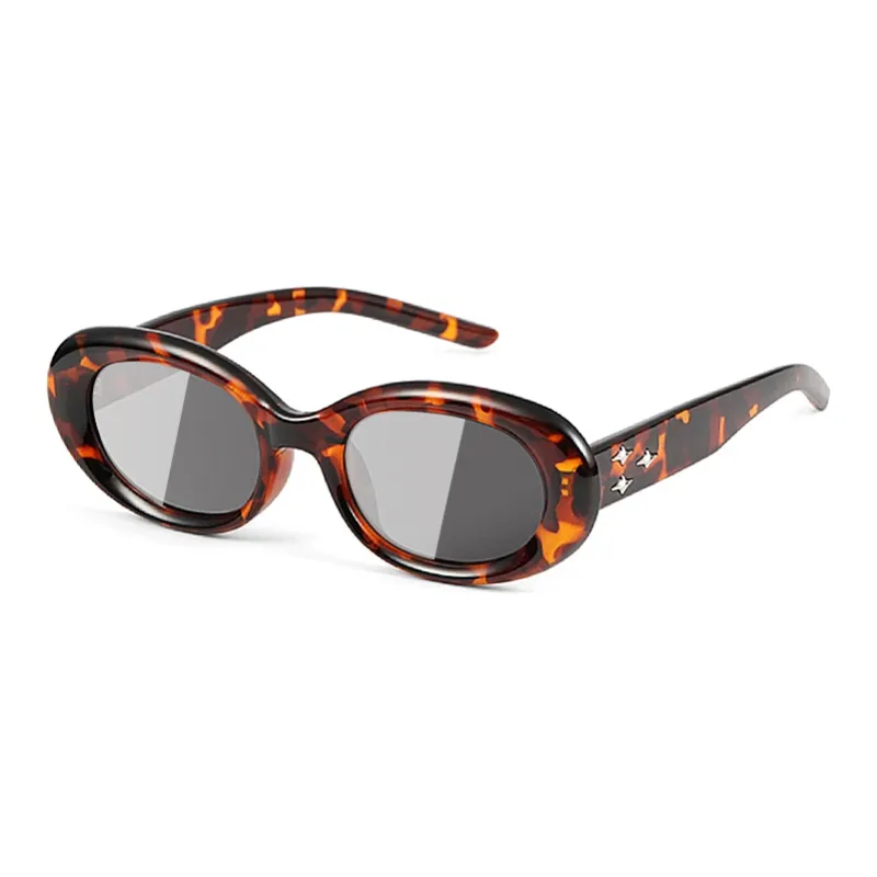 VEGOOS TR90 Oval Sunglasses Unisex Black Olive Green Tortoiseshell Transparent Champagne Gray-5