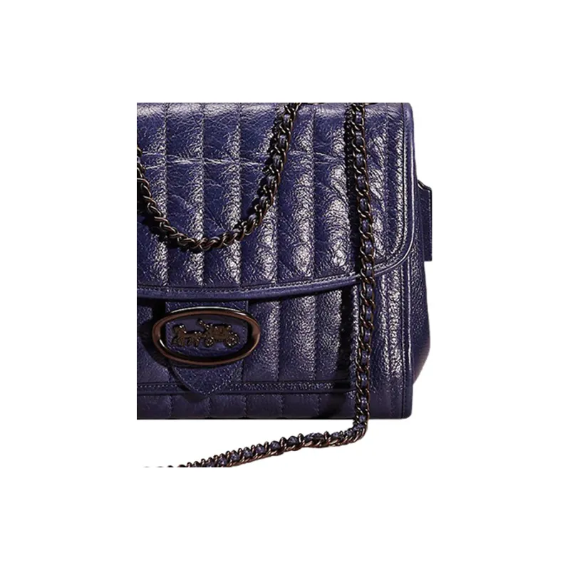 COACH Melody Soft Polished Grained Leather Crossbody Bag Shoulder Bag Large Size Women's Purple-2