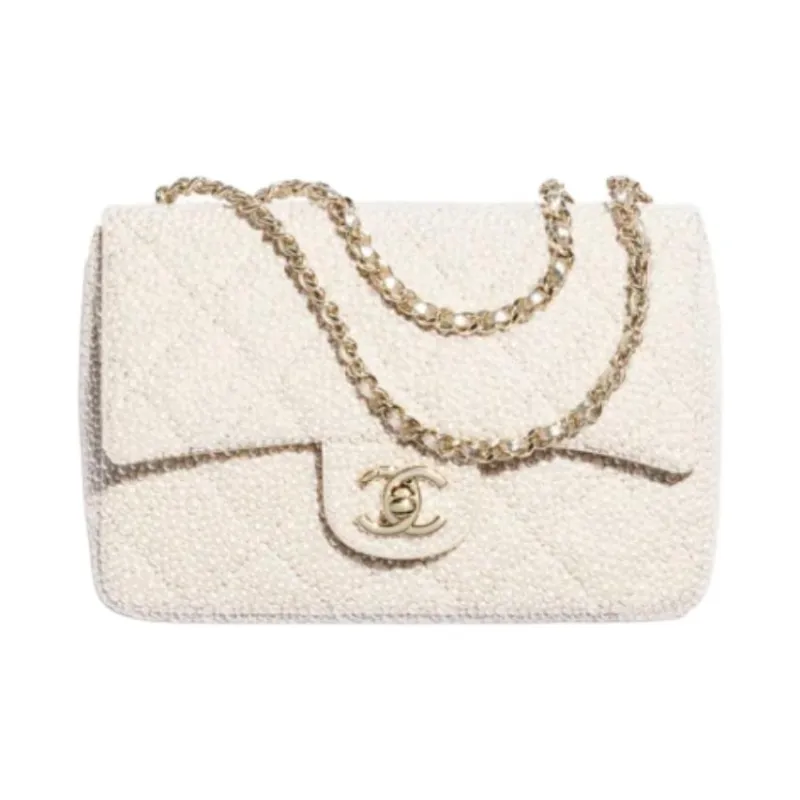 CHANEL Artificial Pearl Shoulder Bag Women's White-0
