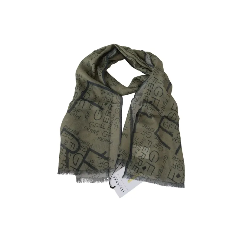 GIANFRANCO FERRE Wool Blend Knit Scarves Men's Green-1