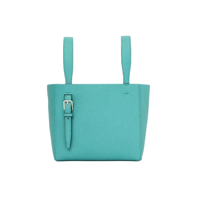 Valextra Millepunte Calfskin Bucket Bag, One Shoulder Handbag Micro Women's Ocean Blue-3