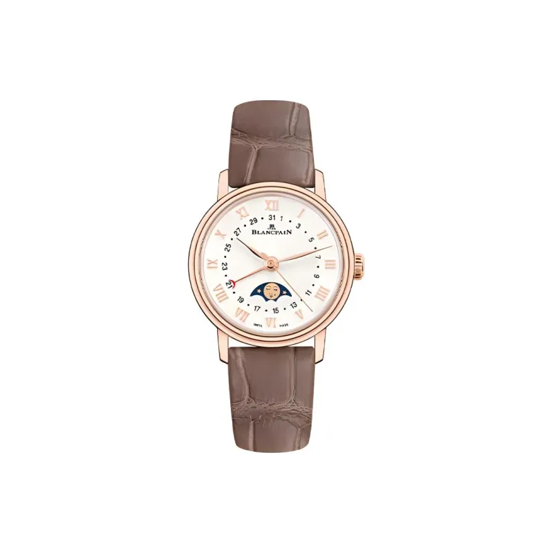 BLANCPAIN VILLERET Automatic Mechanical Movement Women's Watch Watch 29.20mm White Dial Leather Strap-0