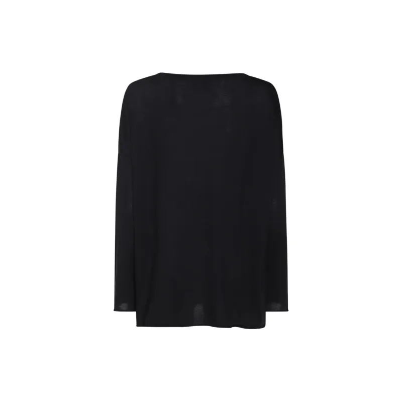 ALLUDE Long Sleeve Crew Neck Sweater-1