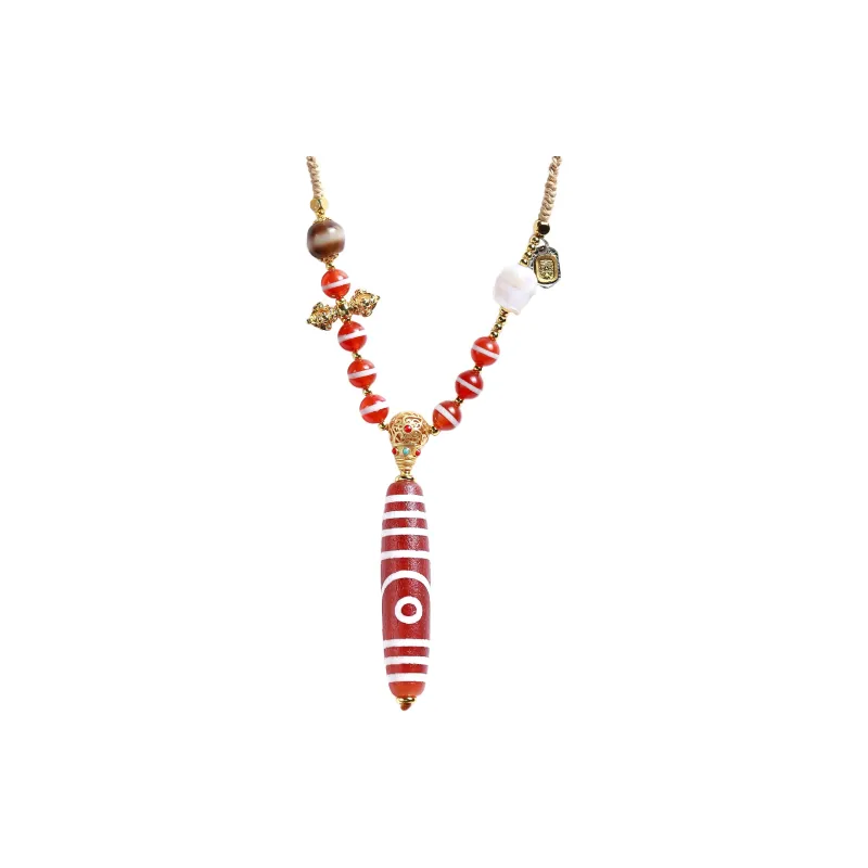 Artisan Lock Heart Jade Agate Necklaces Unisex-0