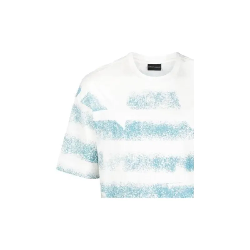 EMPORIO ARMANI T Shirts Men Blue With White Lettering-4