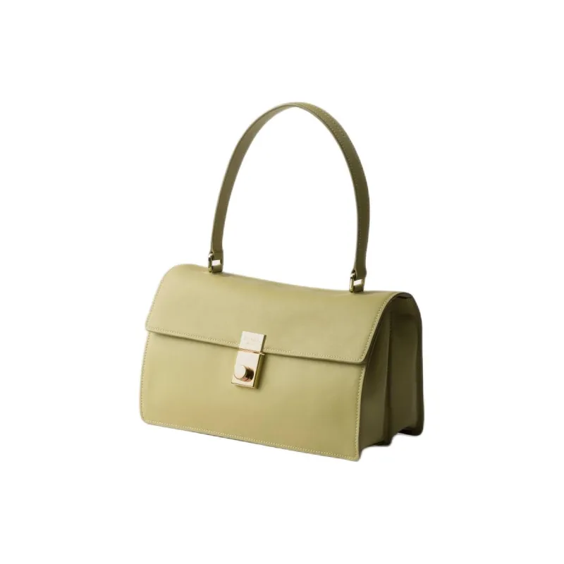 PRADA Soft Sound Cow Leather Portable Crossbody Bag, Shoulder Bag Medium Size Women's Light Grass Green-2