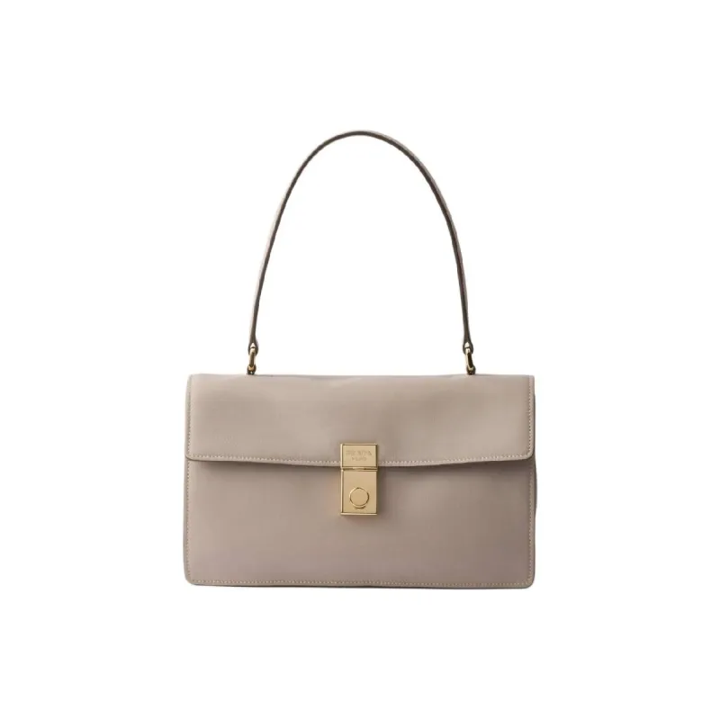 PRADA Soft Sound Cow Leather Shoulder Bag Medium Size Women's Pumice-0