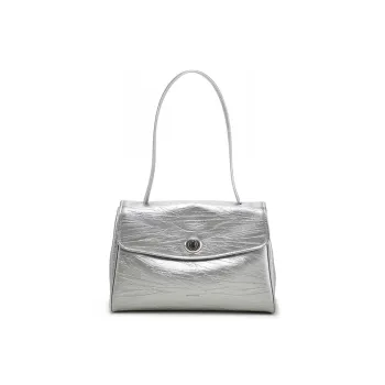 Simedin Cow Leather Crossbody Bags Shoulder Bags Large Size Women's Deep Black/Antique Silver