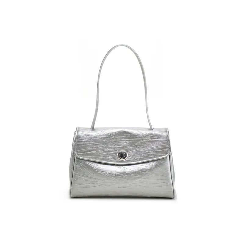 Simedin Cow Leather Crossbody Bags Shoulder Bags Large Size Women's Deep Black/Antique Silver-5
