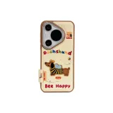 Ecru Base Ink Splatter Bee Dachshund