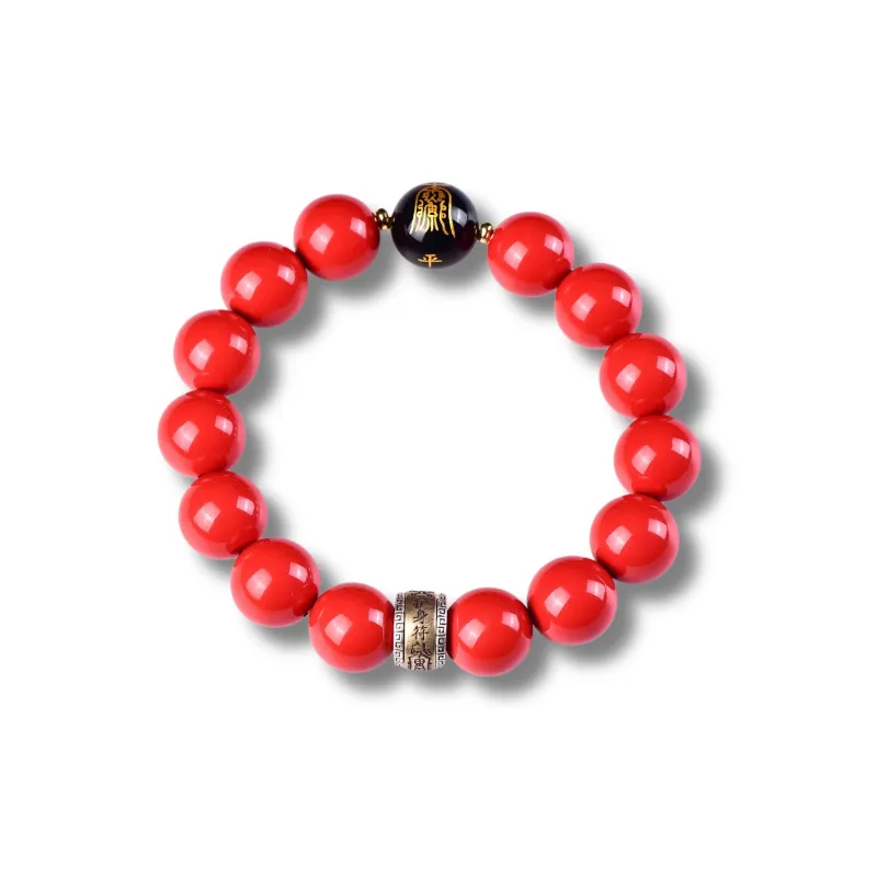 Gu He Reconstructed Cinnabar Jade Bracelets Unisex-19