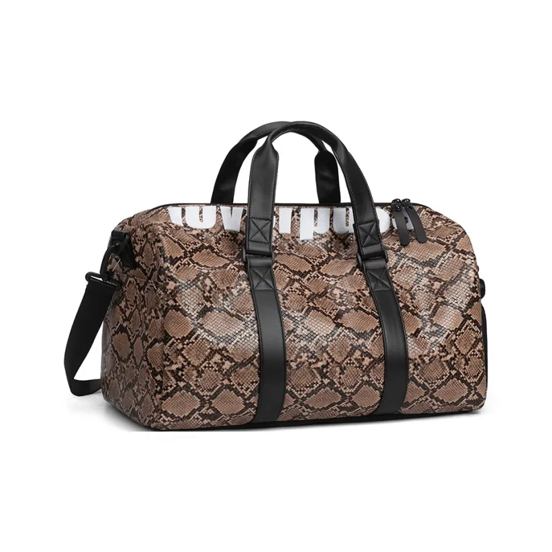 LOVERPUSS Polyurethane Travel Bag Unisex Snakeskin Print All Over Print-3
