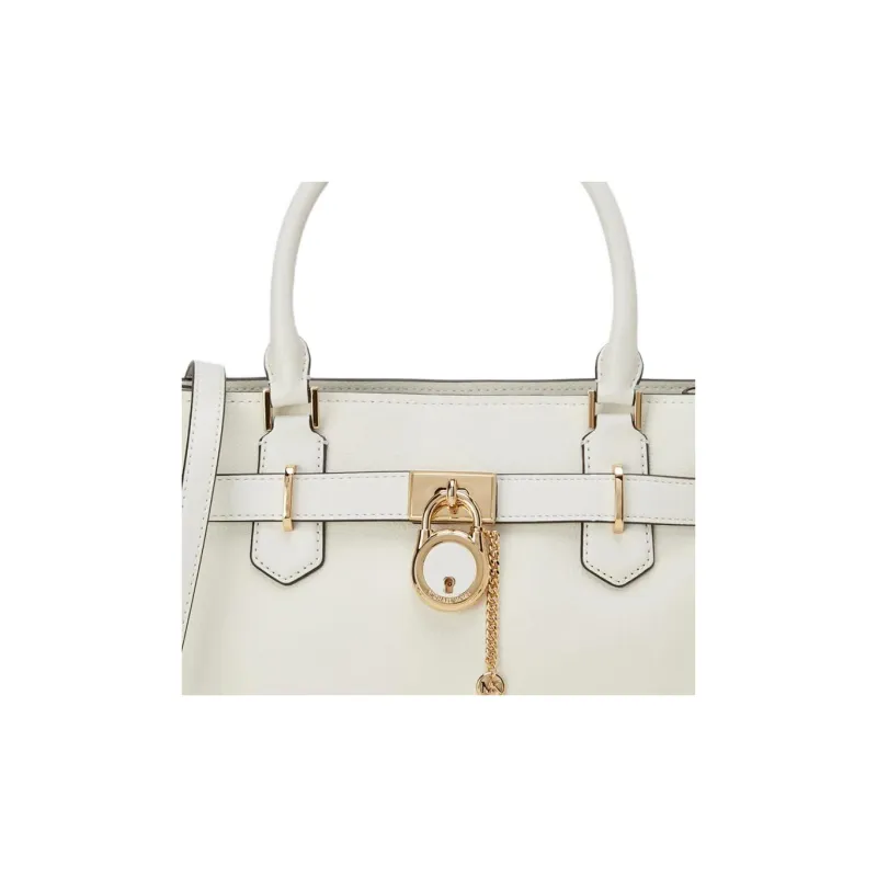 MICHAEL KORS Nouveau Hamilton Cow Leather Handbag, Crossbody Bag Medium Size Women's White-3