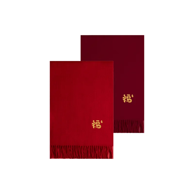 Shanghai Story Sheep Wool Knit Scarves Unisex Burgundy-1