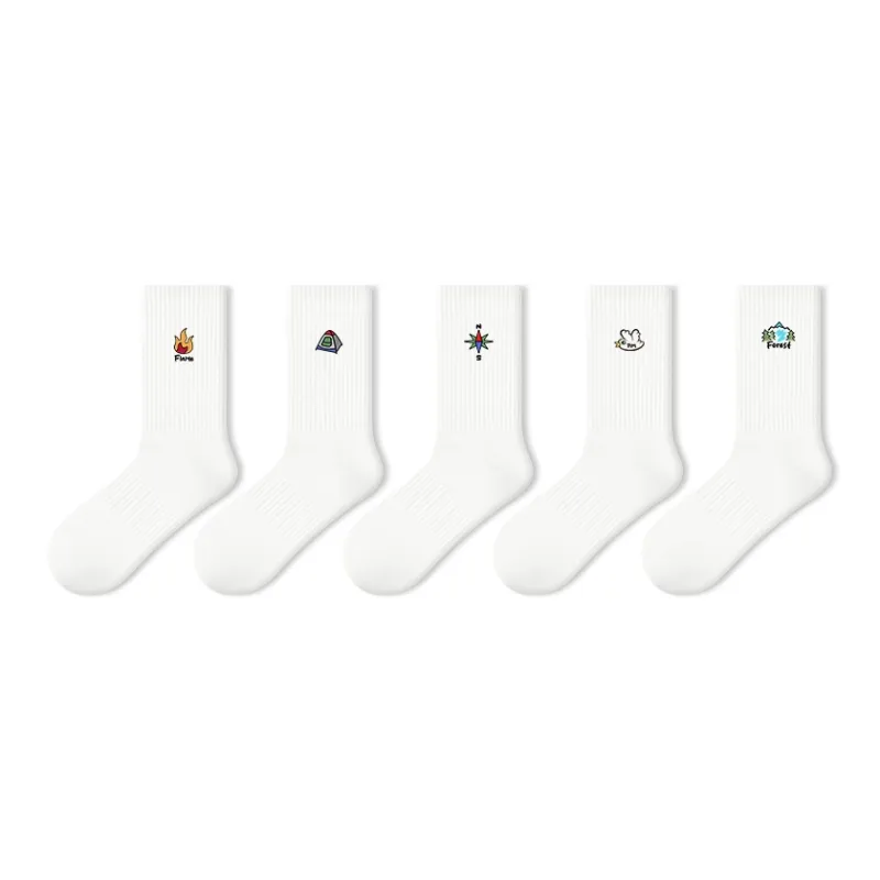 Primeet Mid Calf Socks Unisex 5 Pack Wave Arrival-6
