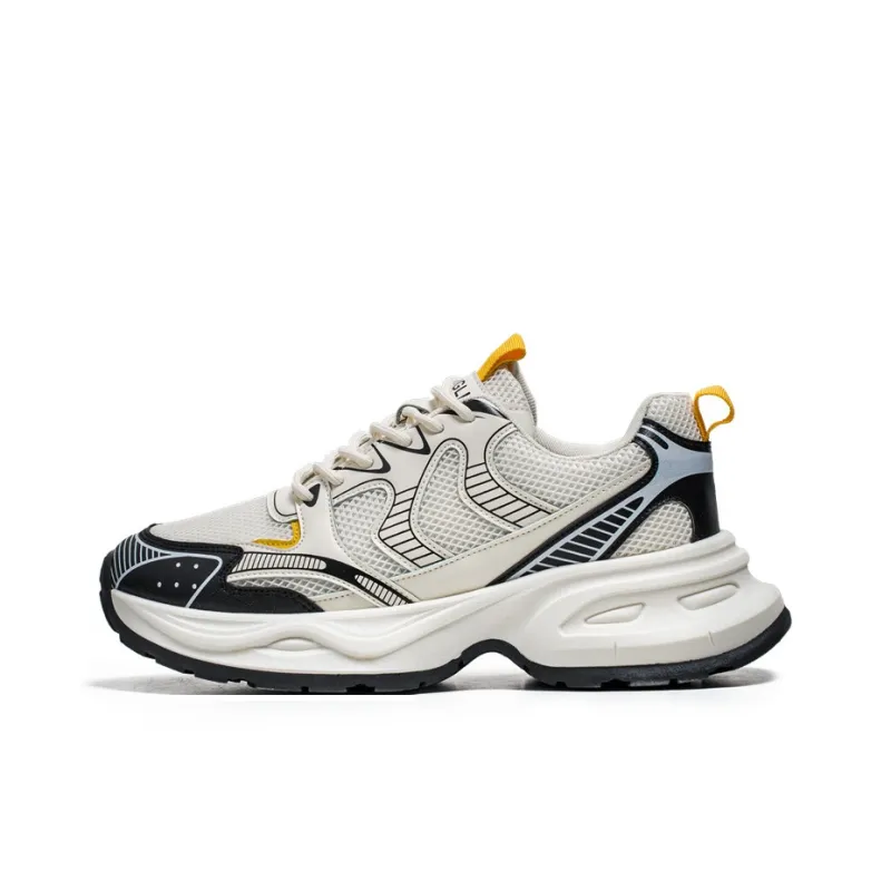 NANJIREN Cushioning Anti Slip Wear Resistant Breathable Height Increasing Low Top Chunky Sneakers Men's-4