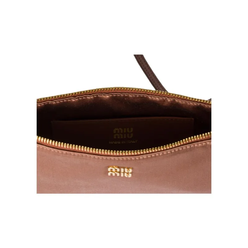 MIU MIU Silk Viscose Clutch Mini Women's Cocoa Brown-2