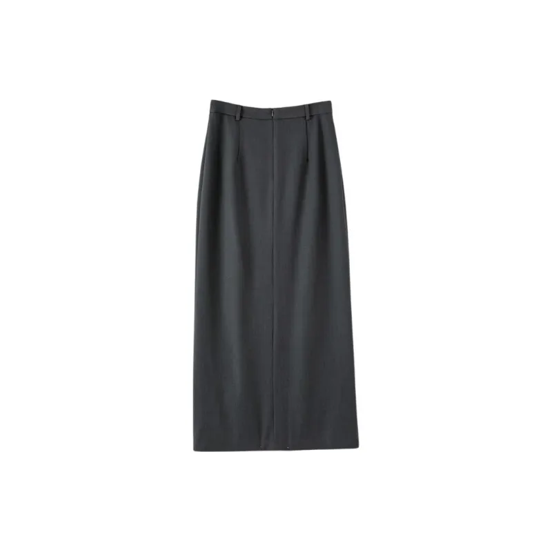 Late White Casual Long Skirts Women's-3