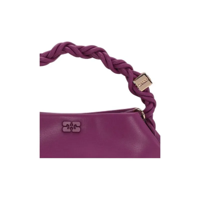 GANNI Recycled Leather Shoulder Bag, Crossbody Bag, Handbag Mini Women's Fuchsia-3