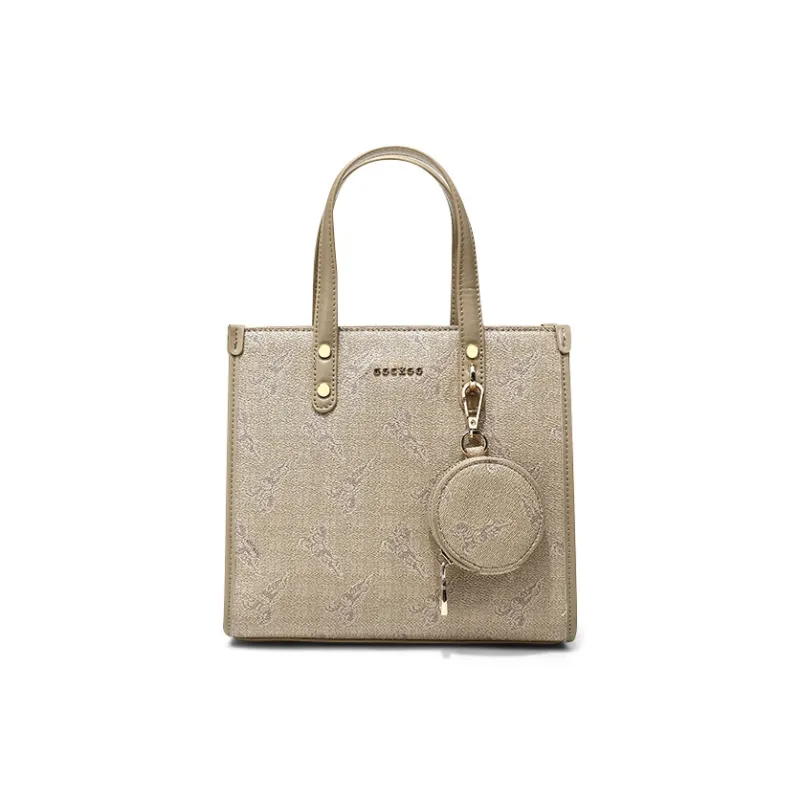 CLEVER& KETCH PU Tote Shoulder Bag Crossbody Bag Handbag Regular Women's Ecru/Brown-6