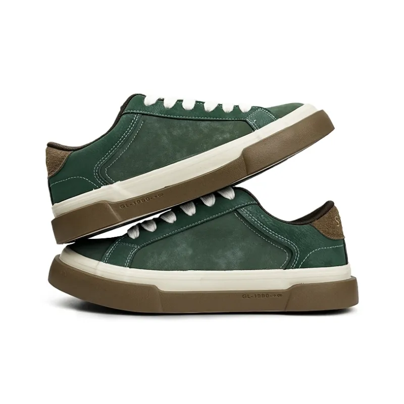 Mengsai Cushioning, Wear Resistant Low Top Skateboard Shoes Unisex Vintage Green-4