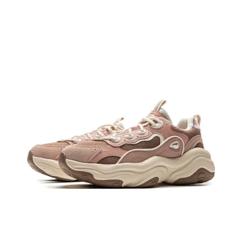 LiNing Honey 2 Slip-Resistant Cushioning Wear-Resistant Support Low-Top Casual Shoes Women's Brown Pink-2