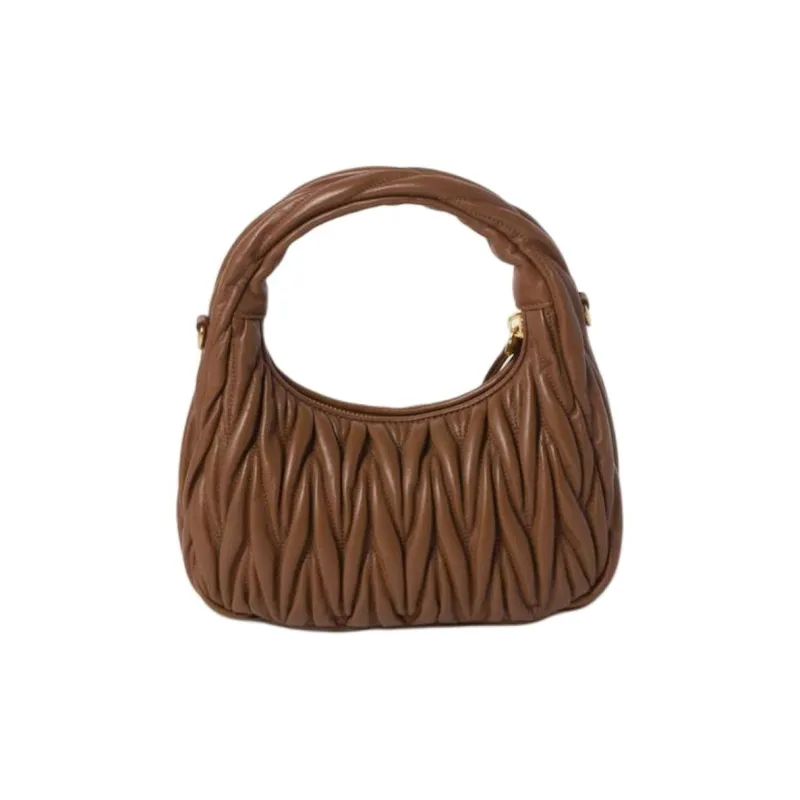 MIU MIU Wander Series Lambskin Crescent Bag Handbag Small Size Women's Caramel-2