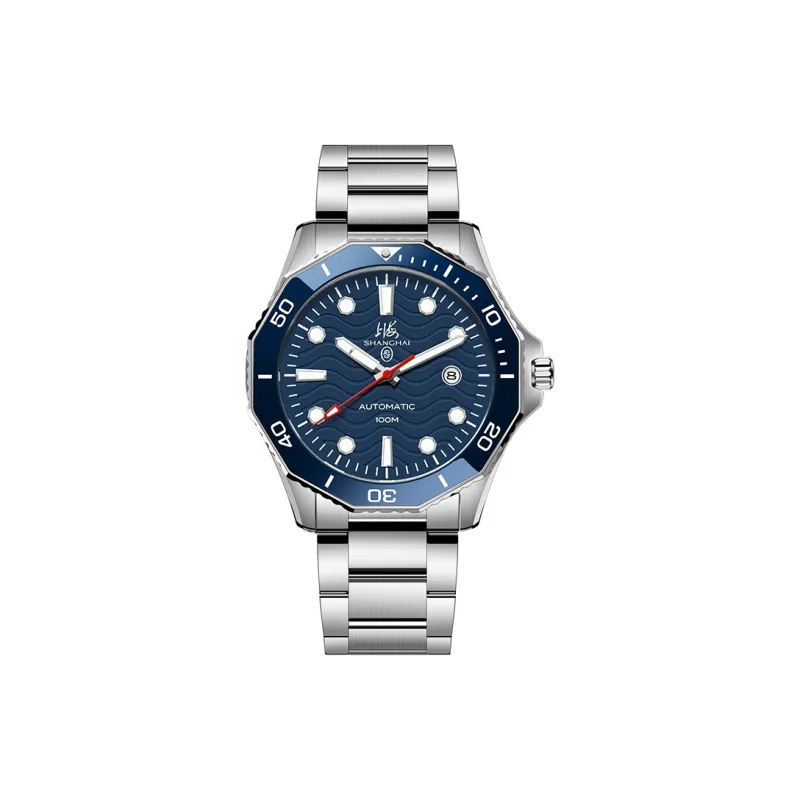 SHANGHAI Phantom Collection Automatic Mechanical Movement Stainless Steel Watchband Watch Men's Watches White Dial-6