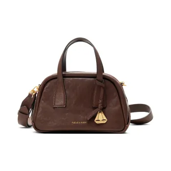 FIEDLE&SISSI Vegetable Tanned Top Grain Cow Leather Lightboat Boston Bag Crossbody Bag Women's Rock Earth Coffee