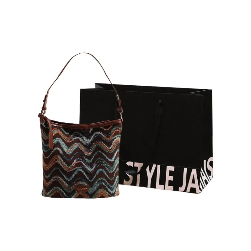 Cwatcun PU Shoulder Bag Women's Brown/White-7