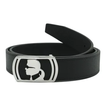 KARL LAGERFELD Top Grain Cow Leather Belts Unisex 3.1CM Black