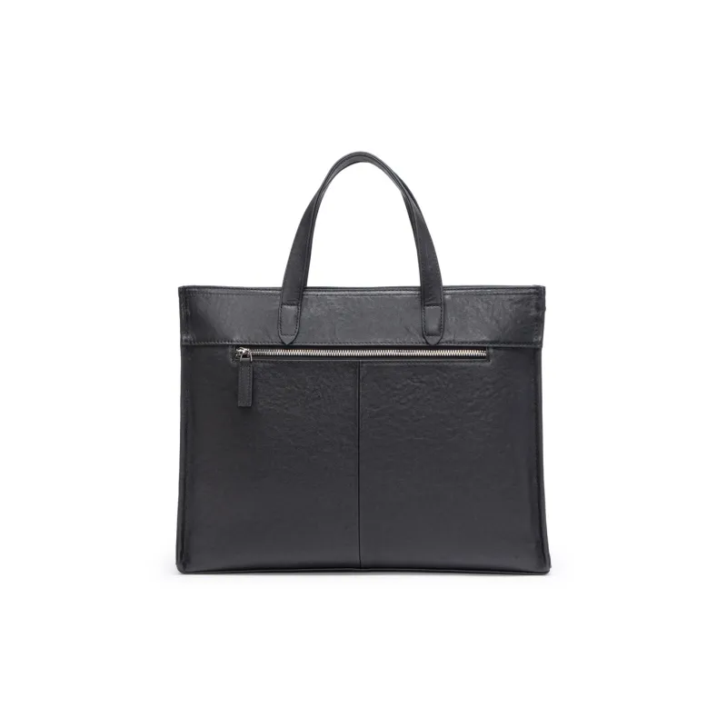 Chrisdien Deny Cow Leather Briefcase Regular Men's Black-1