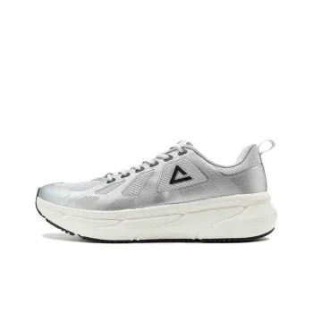 PEAK Slip Resistant Shock Absorbers Low Top Casual Running Shoes Unisex Gray Silver